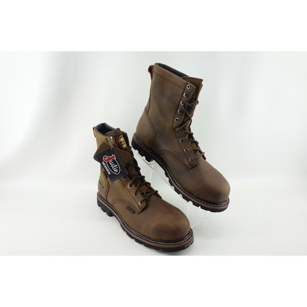 JUSTIN CLASSIC WORK BOOT WK630 WATERPROOF COMP TOE SIZE 14D VIBRAM SOLE
